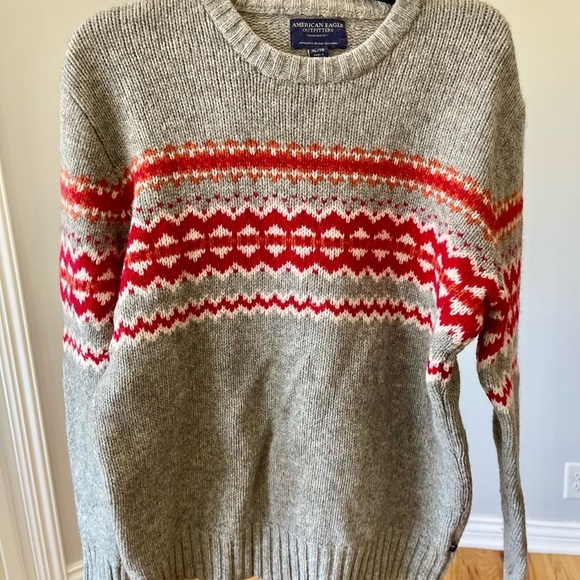 American Eagle Outfitters Lambs wool sweater warm cozy  gray school modest ski - Picture 9 of 13
